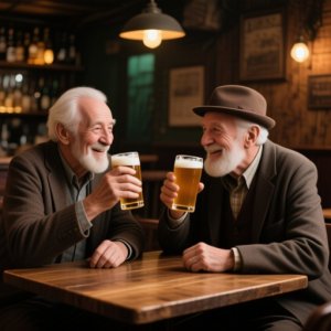שני מבוגרים מדברים על ברים היסטוריים